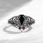 Unique Coffin Shaped Black Moissanite Spider Inspired Engagement Ring Set 2pcs