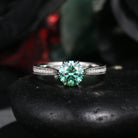 Antique Mint Moissanite Engagement Ring Solitaire Wedding Ring Milgrain Tapered Ring