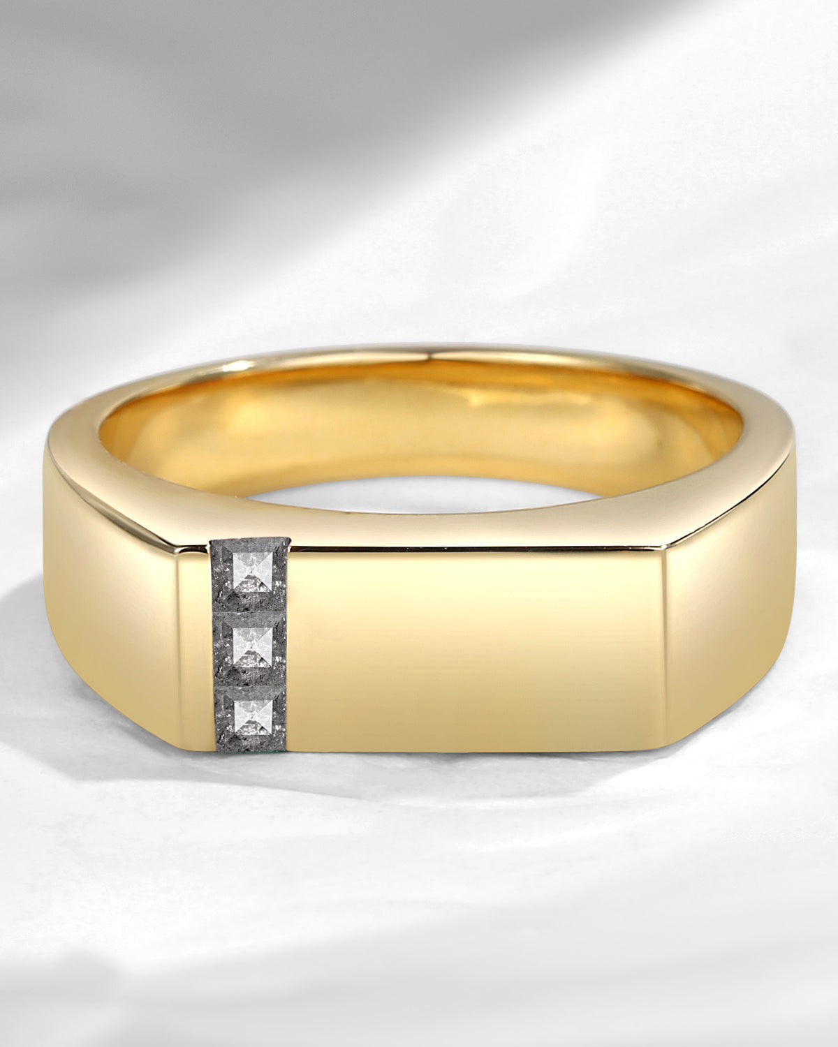 Square Natural Salt And Pepper Diamond Wedding Band For Men