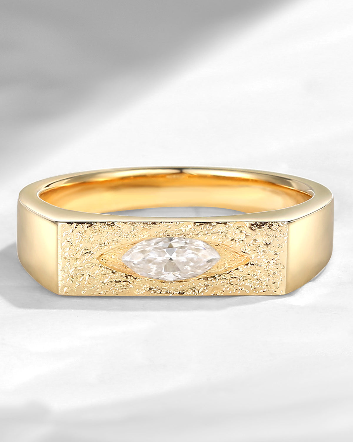 Marquise Moissanite Men's Ring Classic Wedding Band