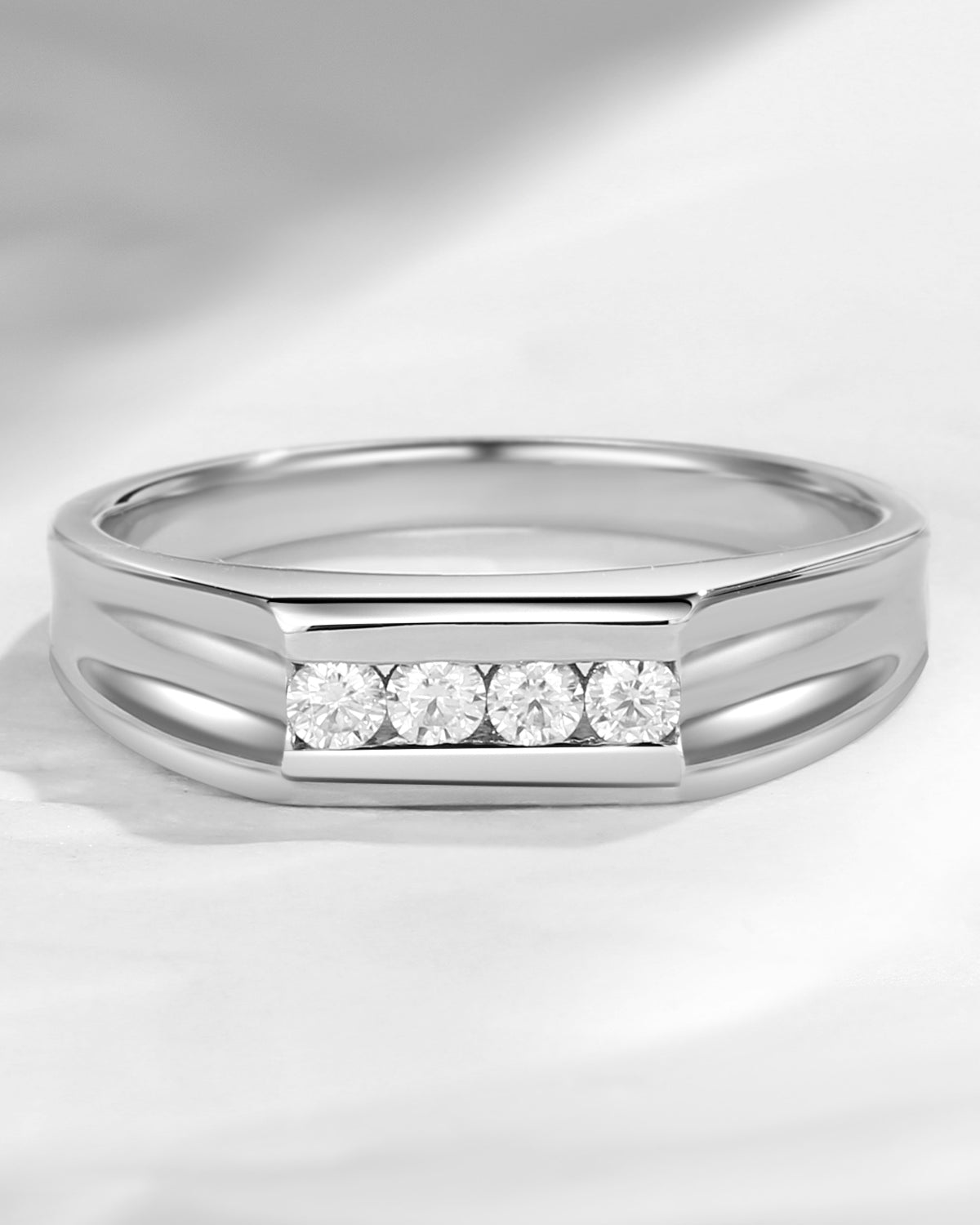 Round Moissanite Men's Ring Cluster Wedding Band Anniversary Rings For Men