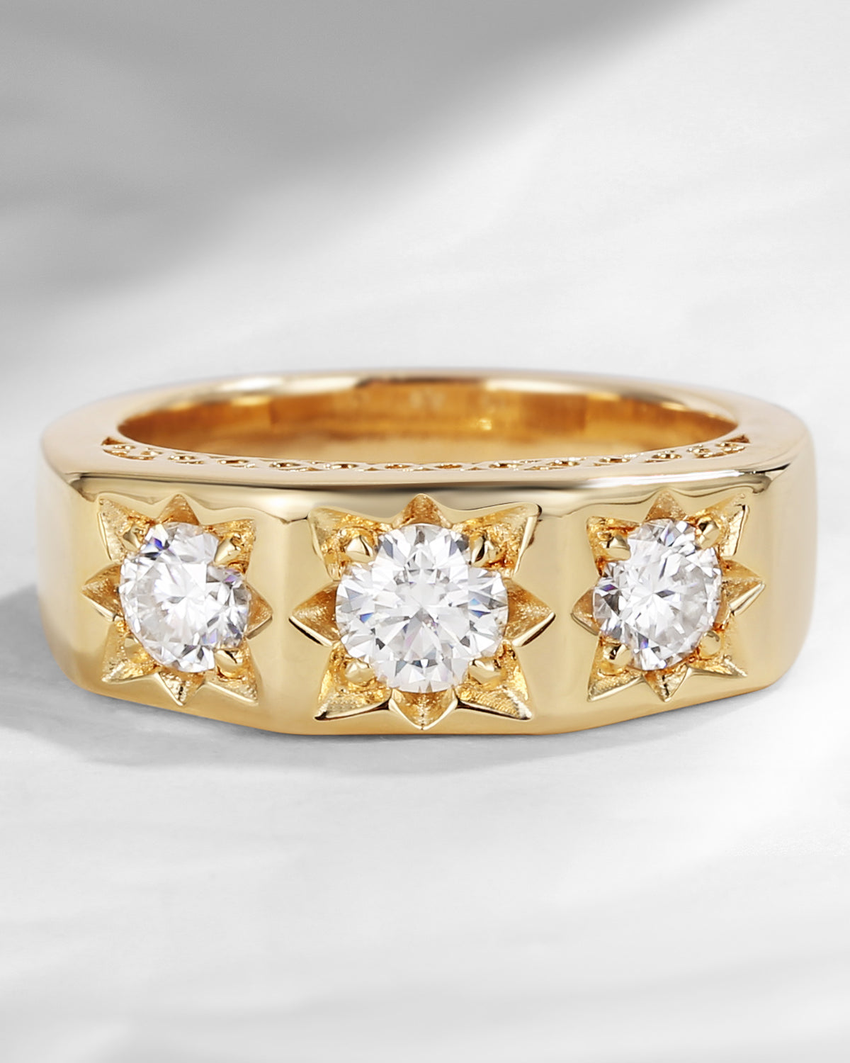 Round Moissanite Shining Sun Wedding Band For Men