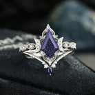 Crescent Moon | Unique Kite Cut Blue Sandstone Engagement Ring Set 2pcs - Luna