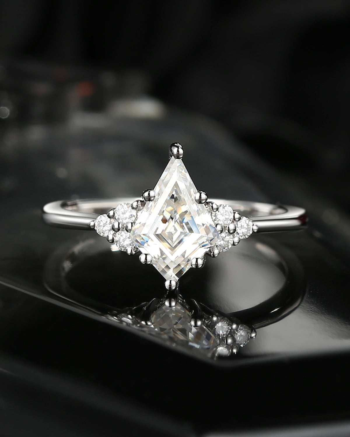 Kite Cut Moissanite Engagement Ring