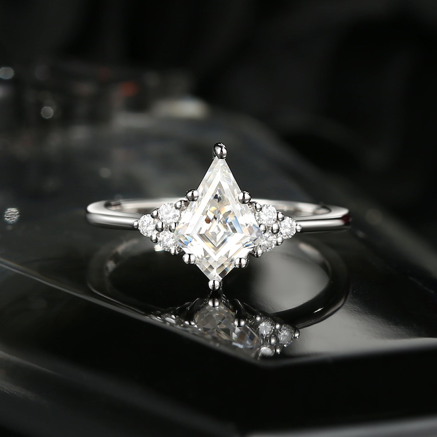 Kite Cut Moissanite Engagement Ring