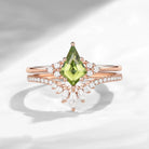 Kite Cut Peridot Engagement Ring Set 2pcs - Electra