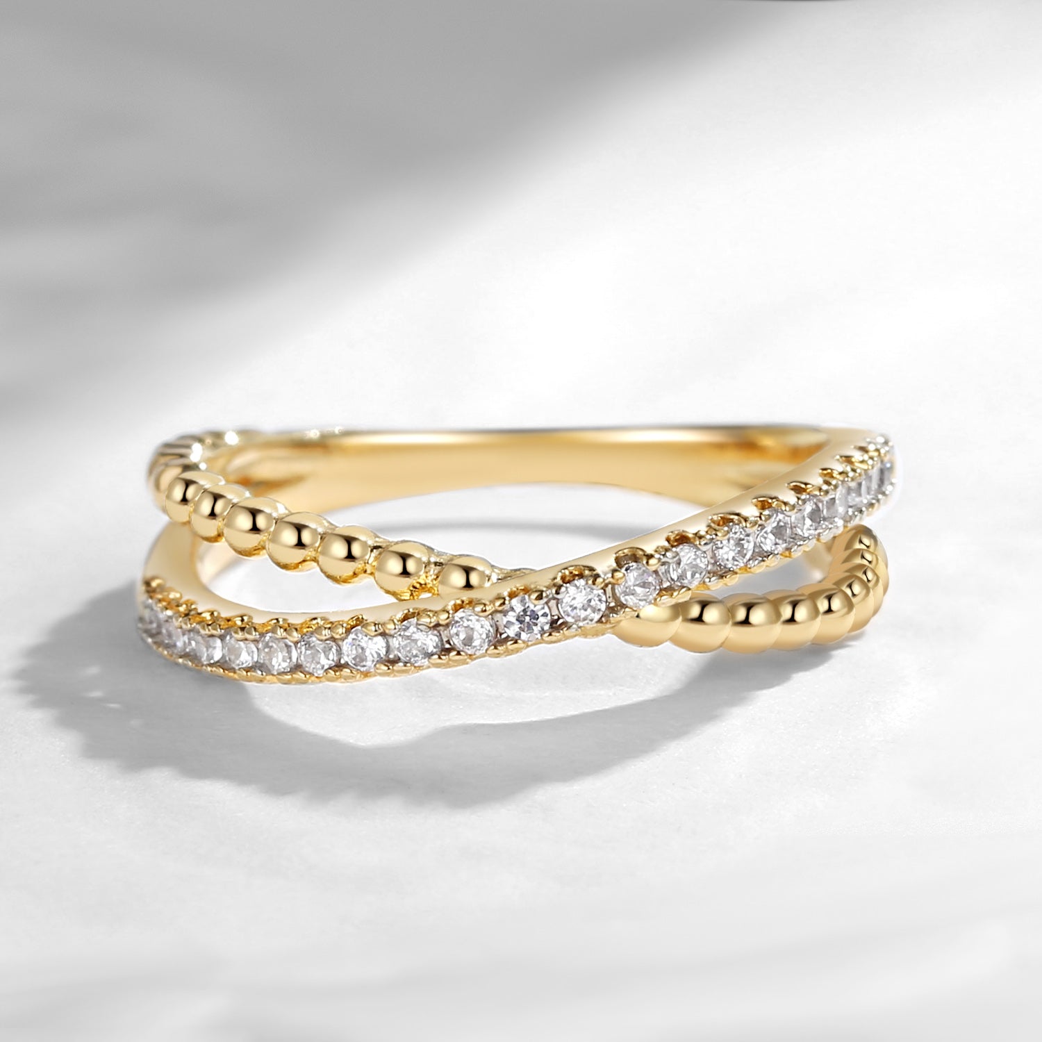 Moissanite Pavé & Beaded Infinity Ring