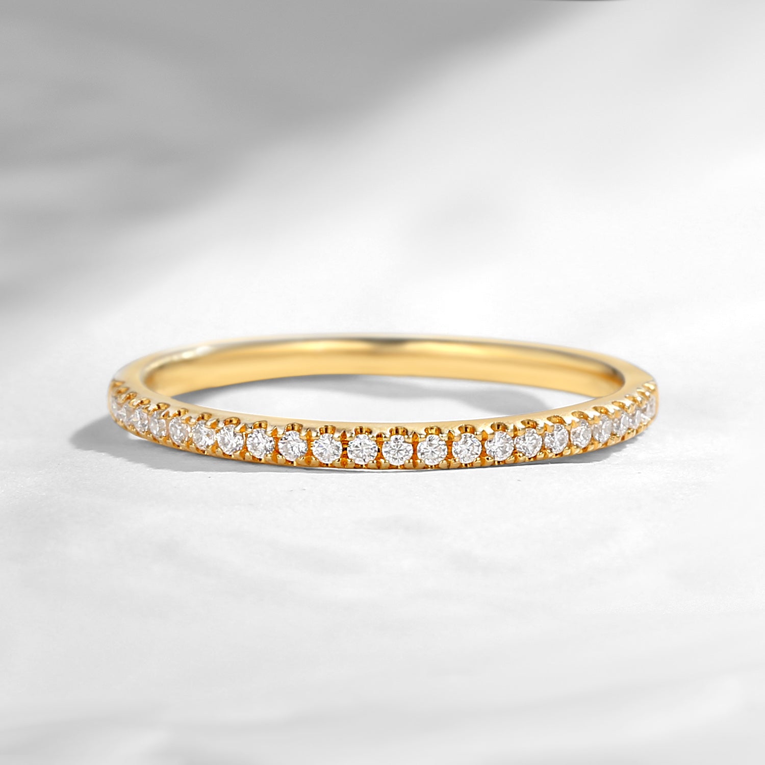 Moissanite Half Eternity Pavé Stacking Ring
