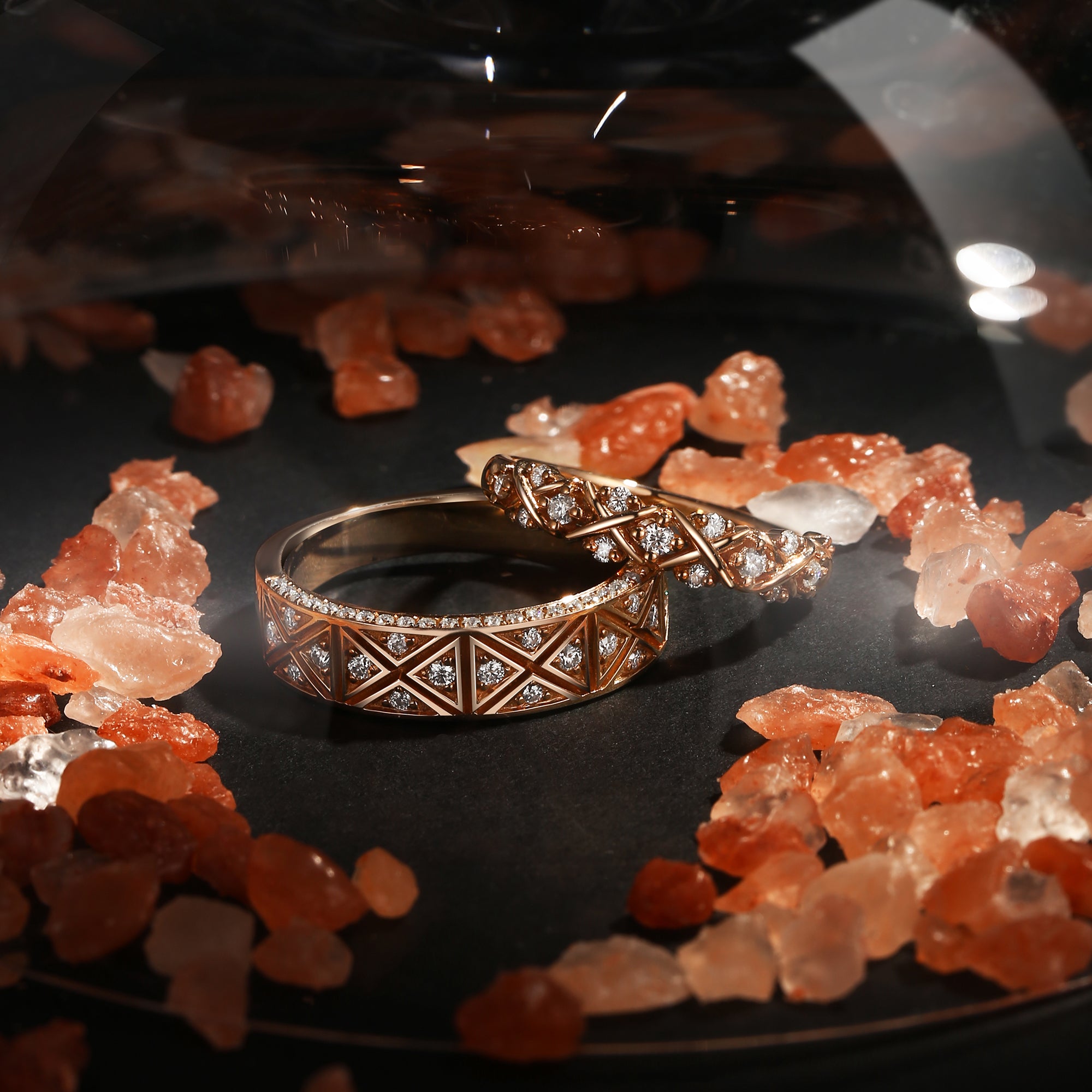 Art Deco Knot Ring Couple Wedding Ring Set