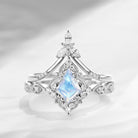 Kite Cut Moonstone Vintage Inspired Engagement Ring