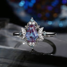 Crescent Moon|Unique Coffin Lab Alexandrite  Engagement Ring-'Evermore'