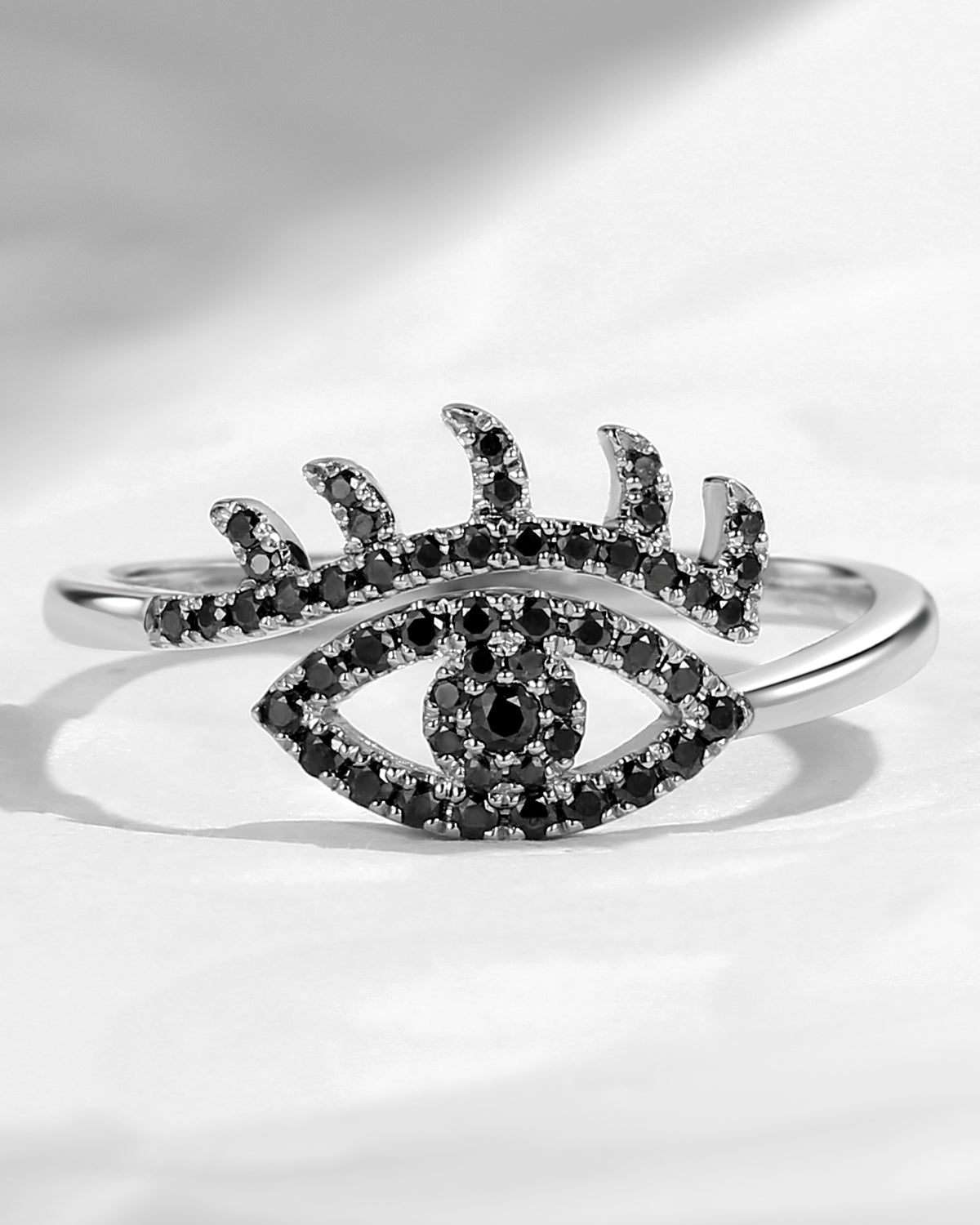 Unique Black Moissanite Eye Inspired Engagement Ring