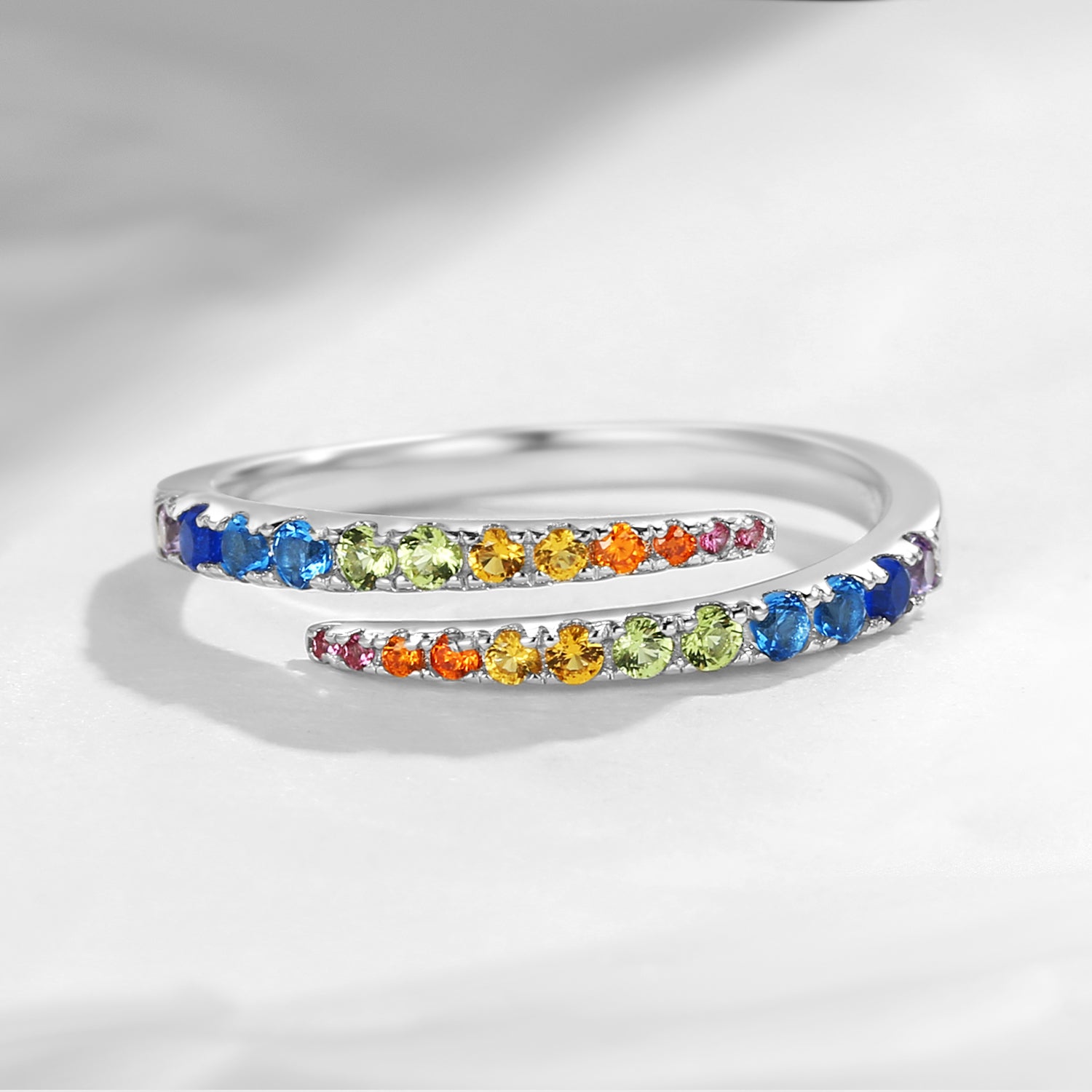 Natural Rainbow Sapphire Open Hug Ring