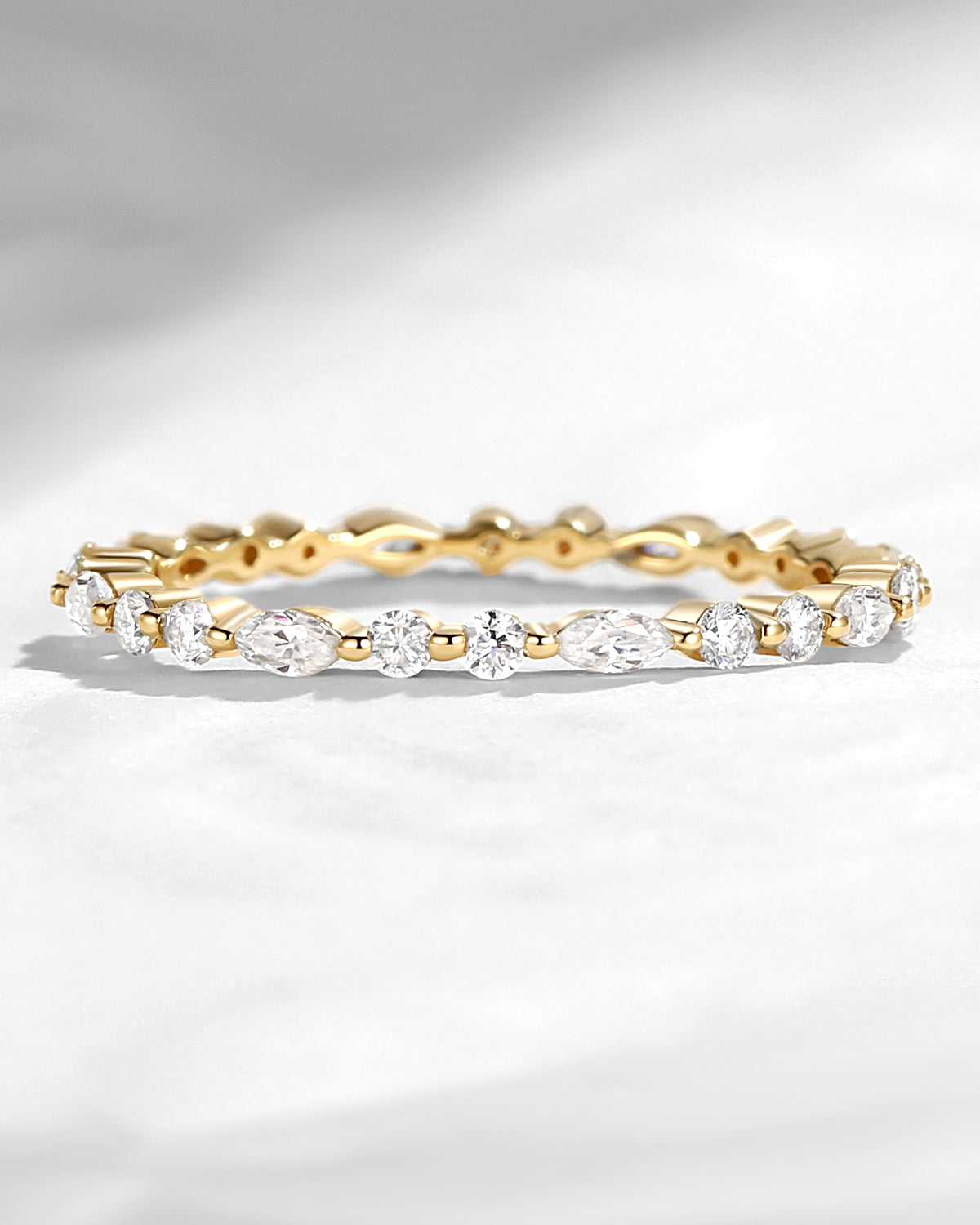 Marquise Moissanite Eternity Wedding Band