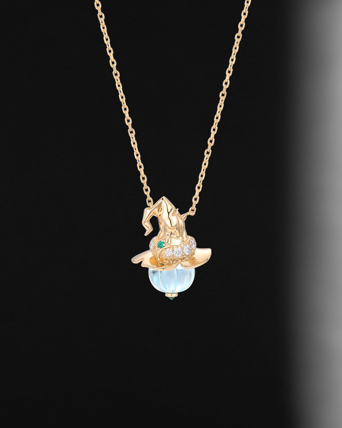 Natural Aquamarine Pumpkin Shaped Halloween Gothic Pendant Necklace - The Wicked Pumpkin