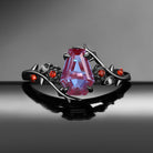 Nature Inspired Gothic Coffin Cut Lab Alexandrite 'Thorns & Roses' Engagement Ring