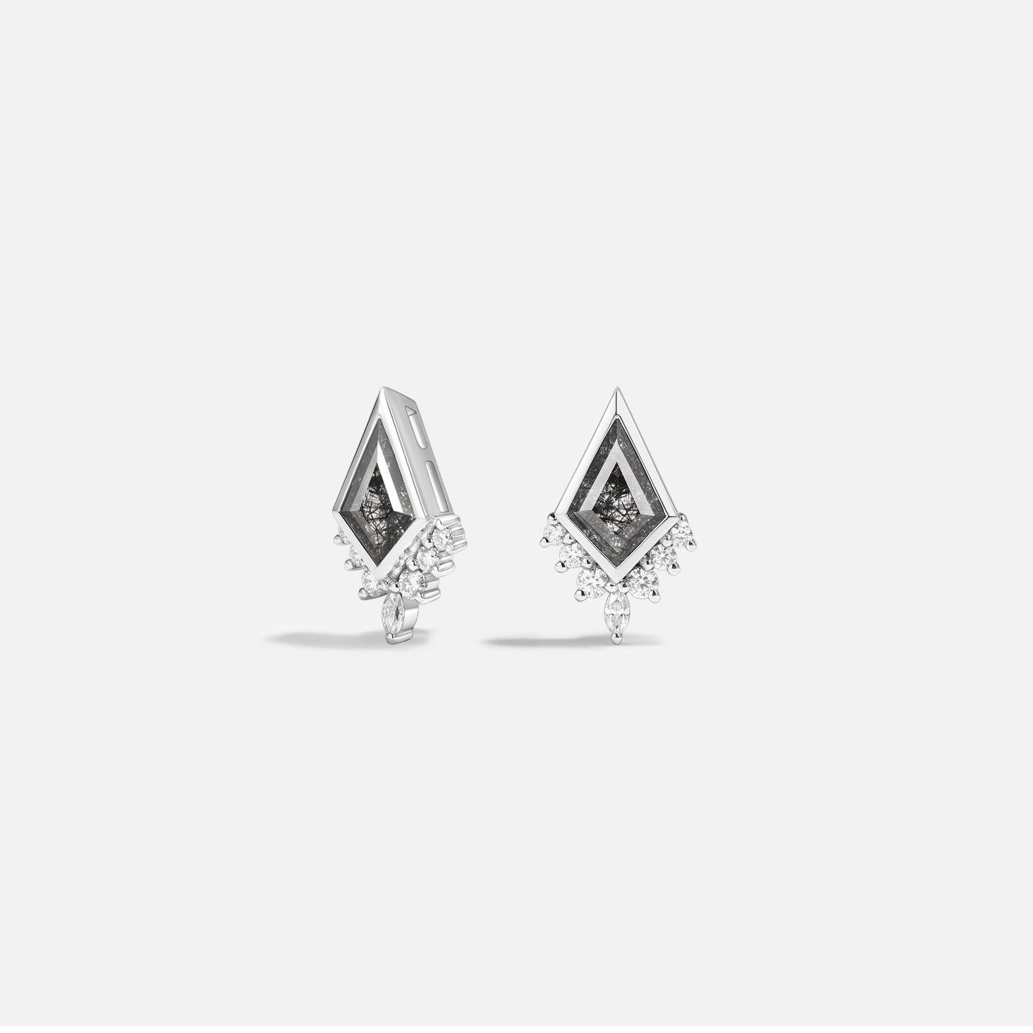 Kite Cut Black Rutilated Quartz Earrings