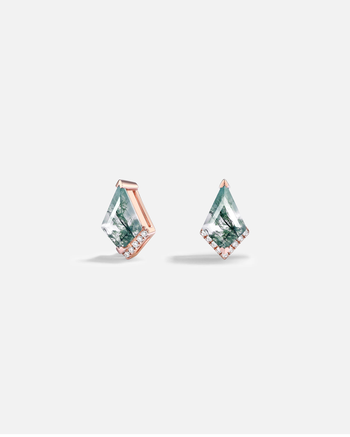 Kite Cut Moss Agate Earrings