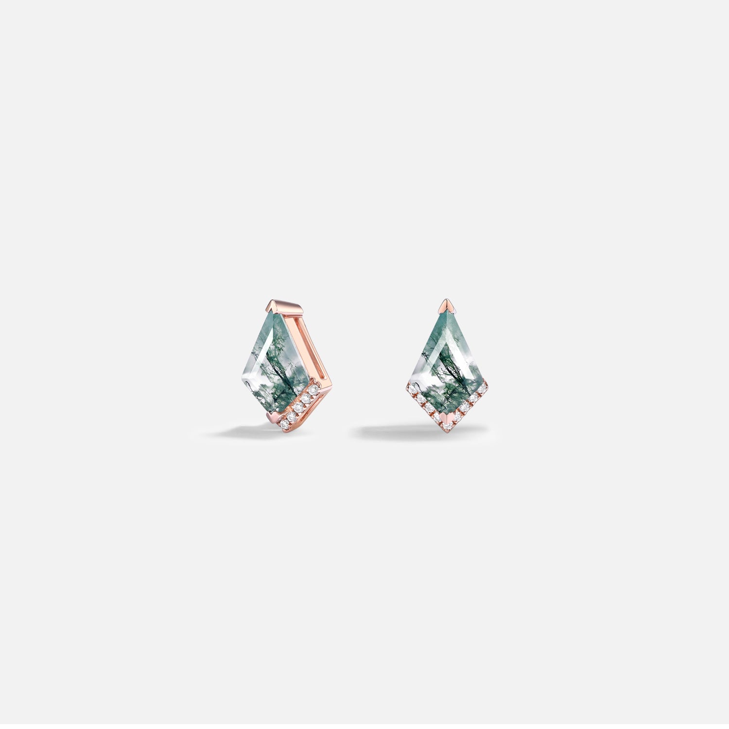 Kite Cut Moss Agate Earrings