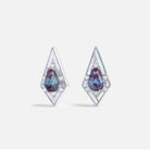 Unique Coffin Kite Cut Lab Alexandrite Mother Of Pearl Earrings