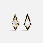 Unique Coffin Kite Cut Moissanite Onyx Earrings