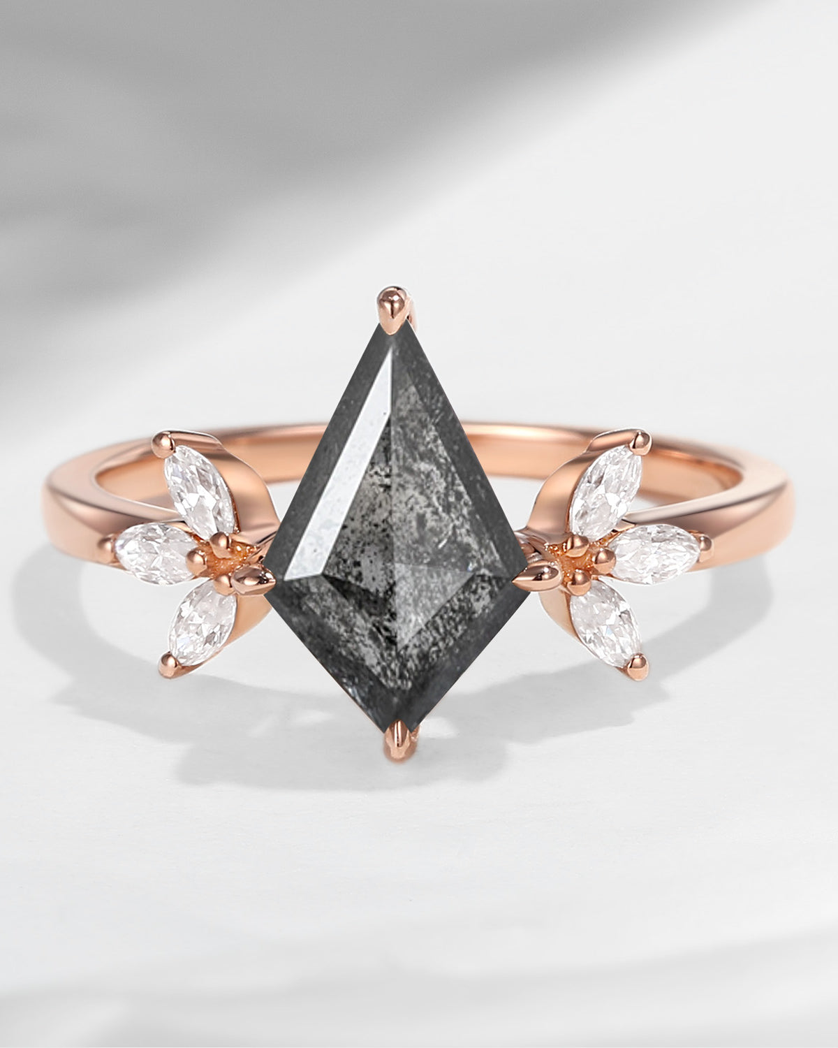 Kite Cut Salt and Pepper Diamond Butterfly Engagement Ring