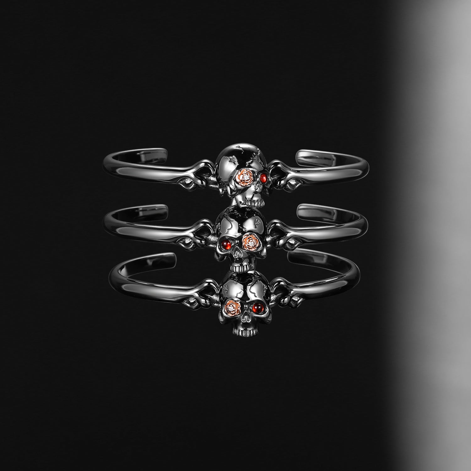 Unique Skull & Skeleton ‘Three Times a Bride' Stacked Cuff Bracelet