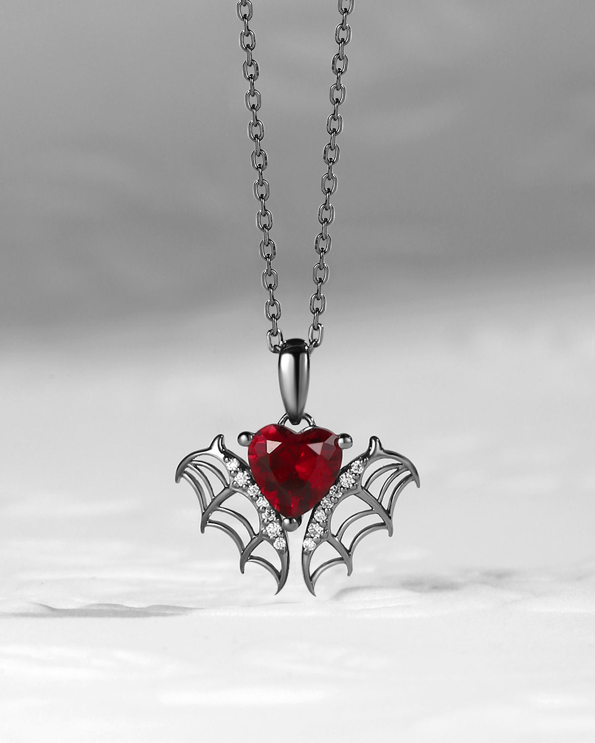 Unique Garnet Heart Cut Gothic Style Necklace