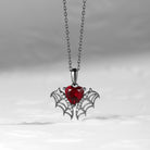 Unique Garnet Heart Cut Gothic Style Necklace