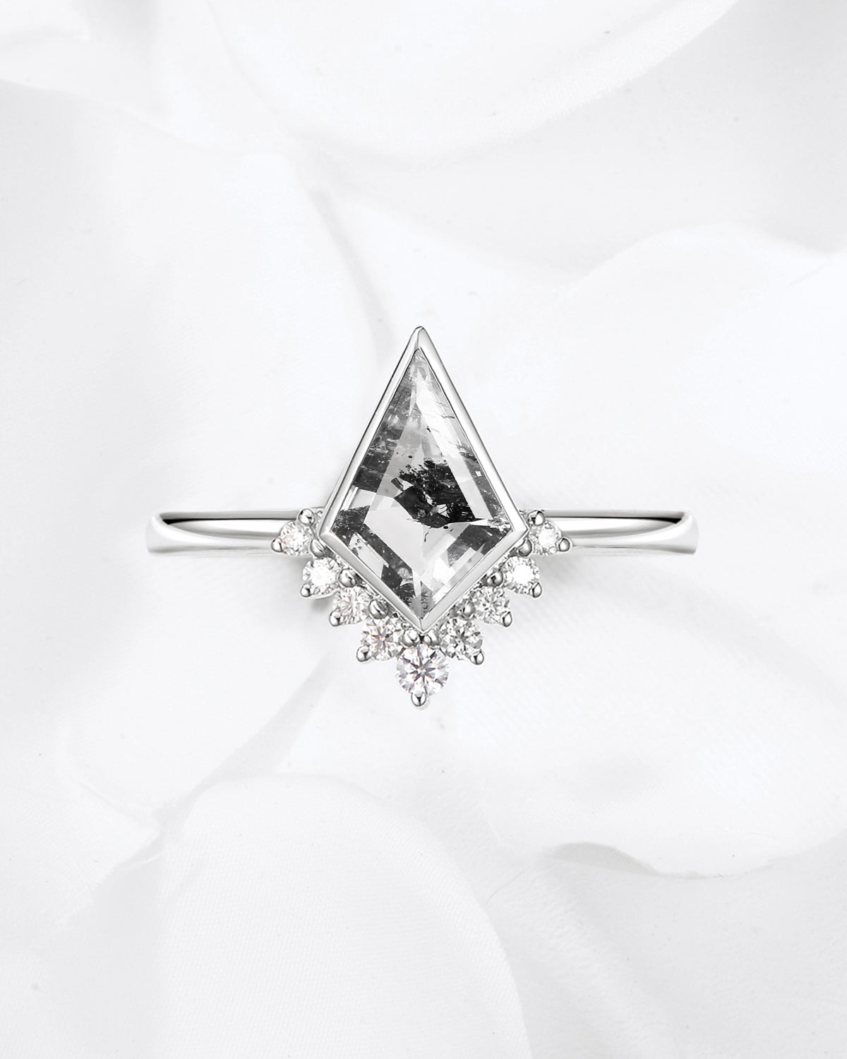 Unique Kite Cut Herkimer Diamond Engagement Ring - Fly To Love