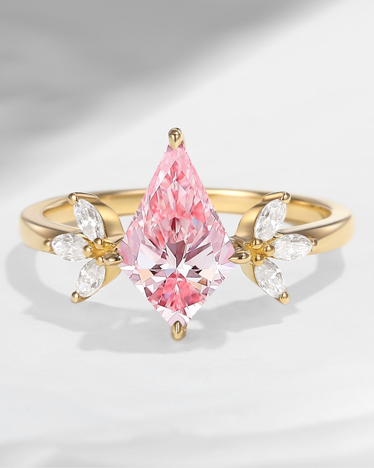 Unique Kite Shaped Pink Lab Diamond Butterfly Engagement Ring