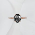 Unique Oval Cut Black Rutilated Quartz Classic Pavé Engagement Ring