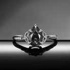 Unique Pear Cut Black Rutilated Quartz Celtic Inspired Infinity Engagement Ring