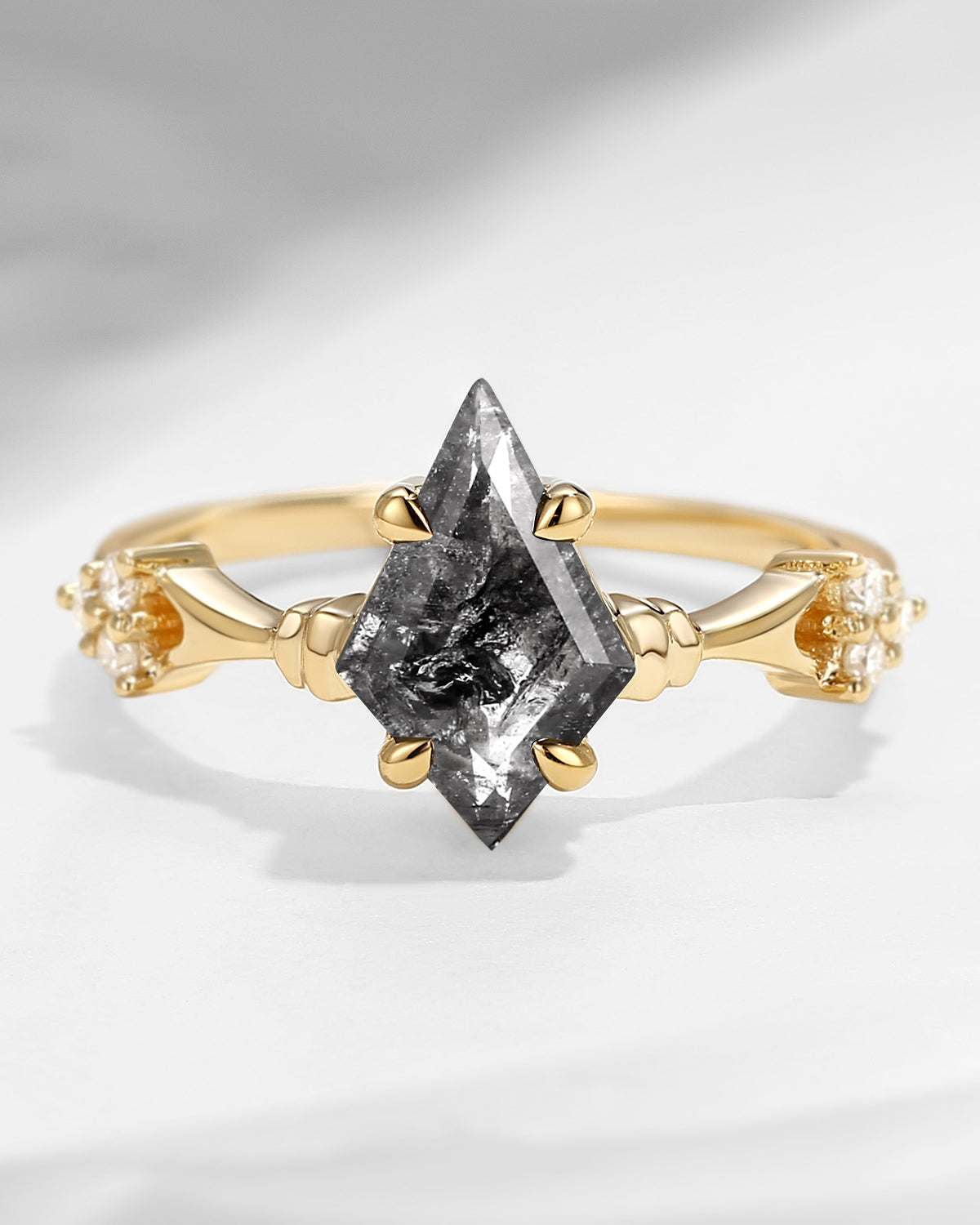 Vintage Inspired Kite Cut Herkimer Diamond Engagement Ring