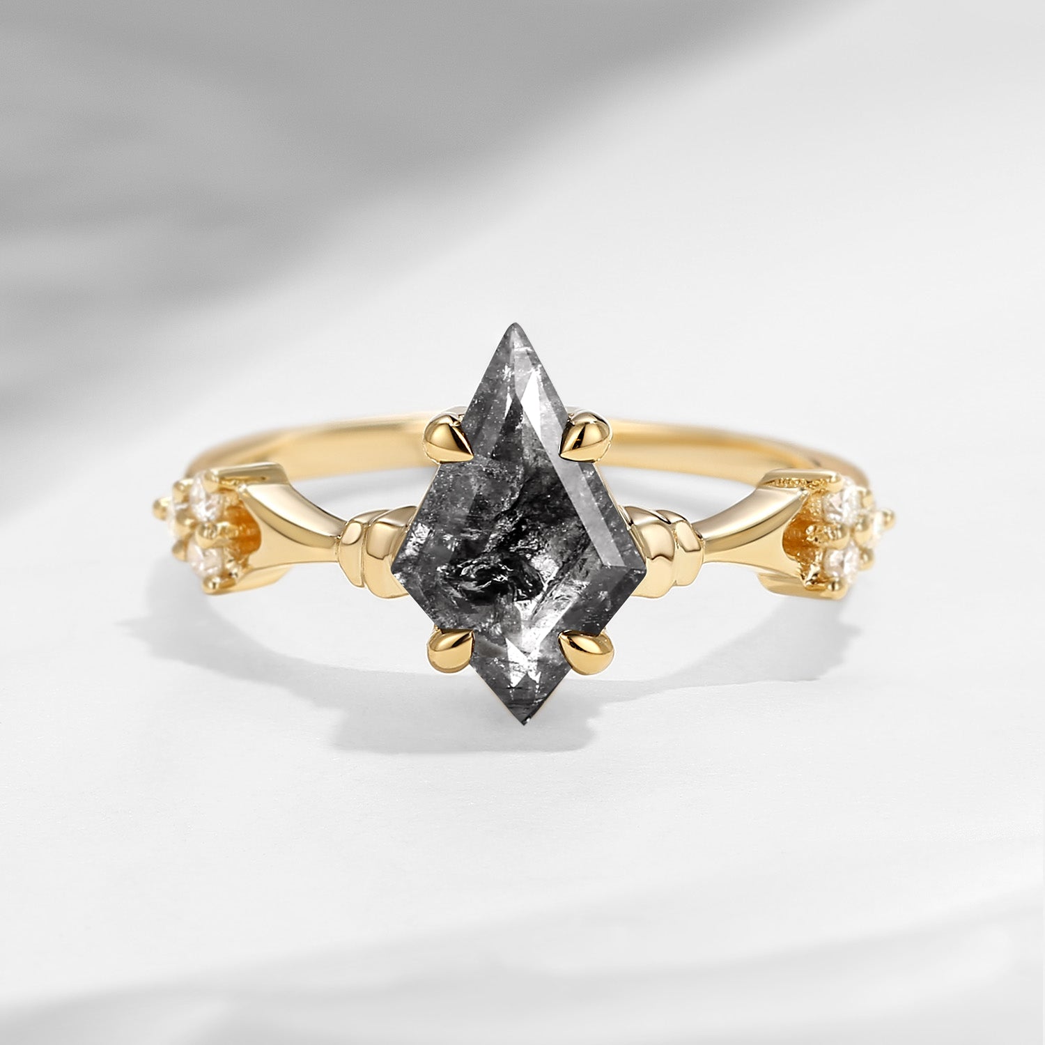 Vintage Inspired Kite Cut Herkimer Diamond Engagement Ring