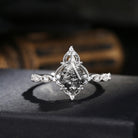 Vintage Inspired Milgrain Kite Cut Herkimer Diamond Engagement Ring