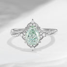 Vintage Style Pear Shaped Green Lab Diamond Infinity Engagement Ring