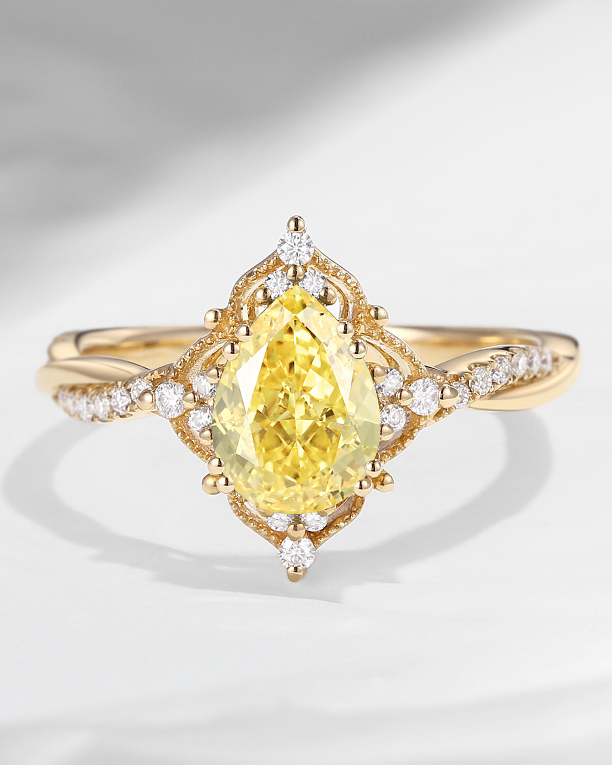 Vintage Style Yellow Lab Diamond Infinity Engagement Ring-1