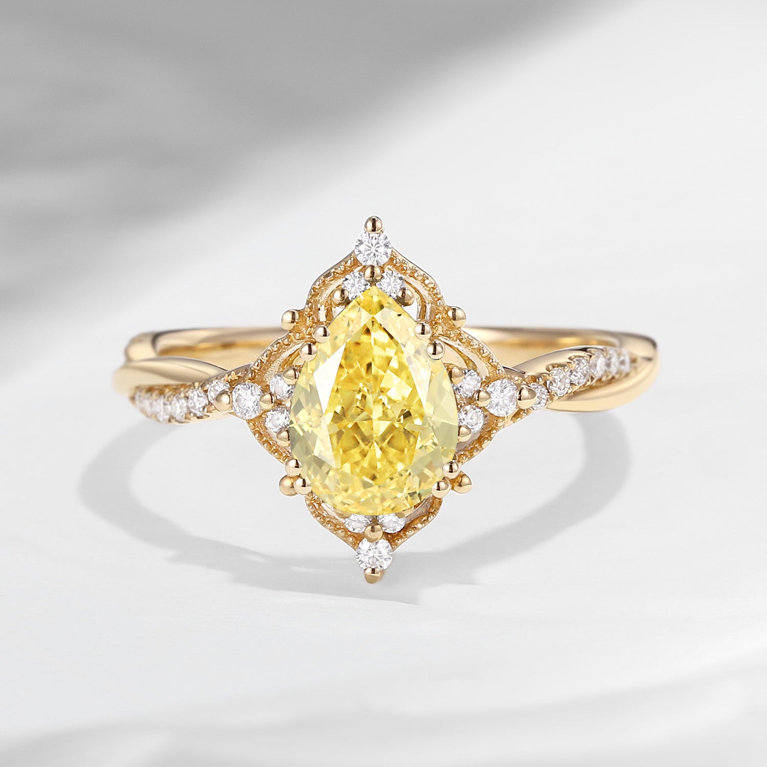 Vintage Style Yellow Lab Diamond Infinity Engagement Ring-1