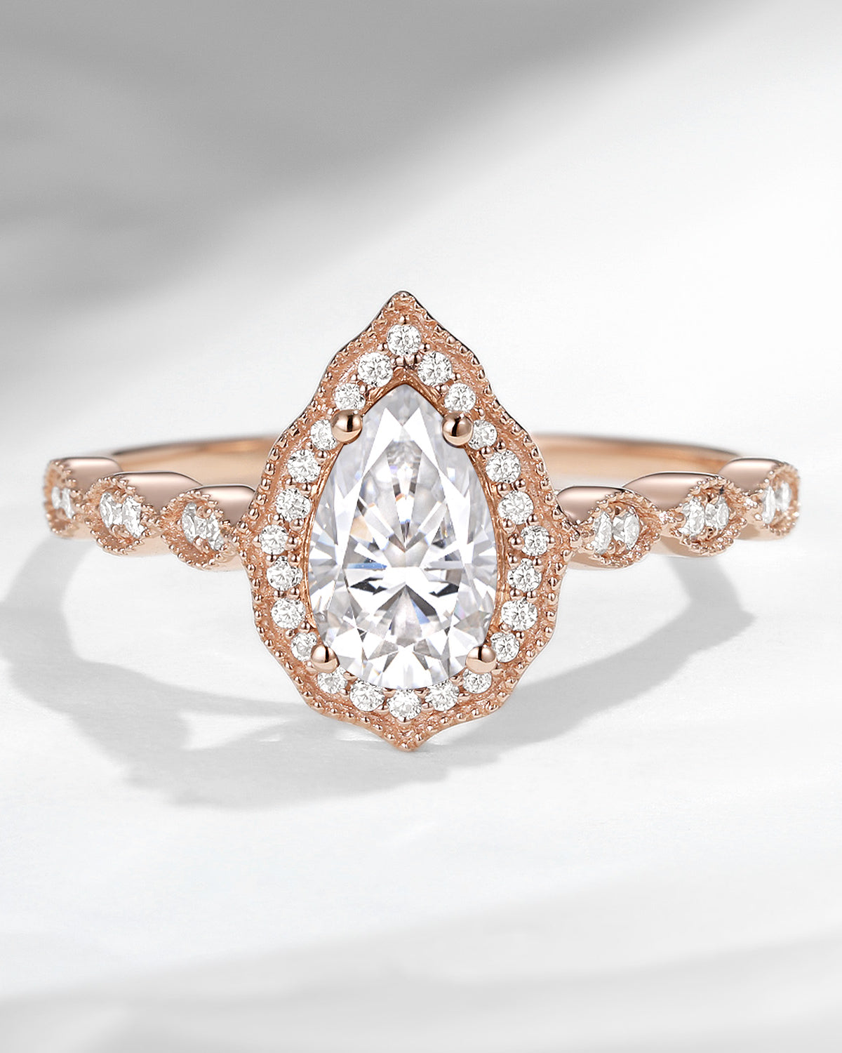 Pear Cut Lab Diamond Halo Engagement Ring