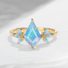 Unique Kite Shaped Natural Opal Butterfly Engagement Ring