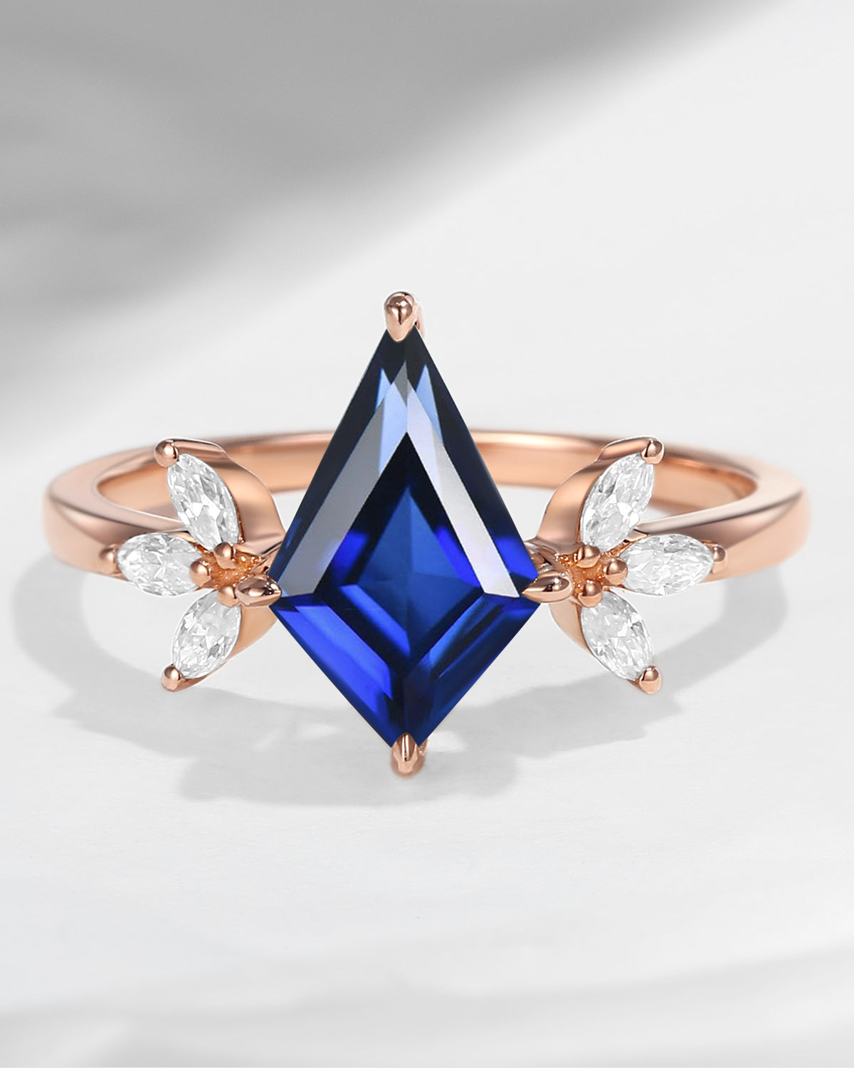 Unique Kite Shaped Lab Sapphire Butterfly Engagement Ring