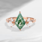 Unique Kite Shaped Moss Agate Butterfly Engagement Ring