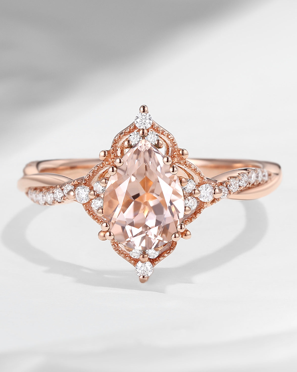 Vintage Style Morganite Infinity Engagement Ring