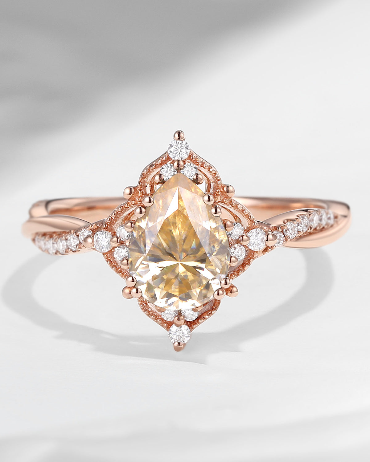 Vintage Style Yellow Moissanite Infinity Engagement Ring