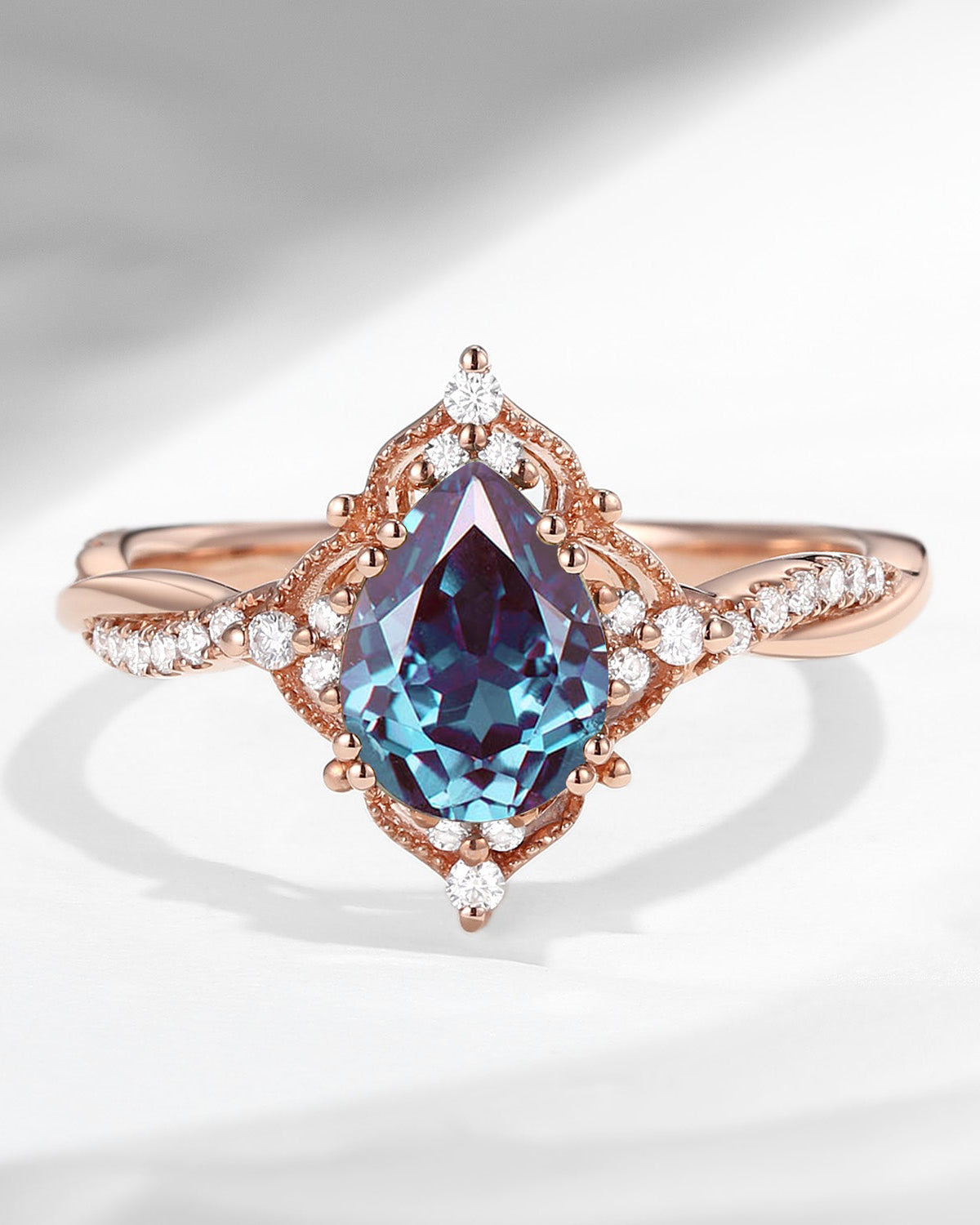 Vintage Style Lab Alexandrite Infinity Engagement Ring