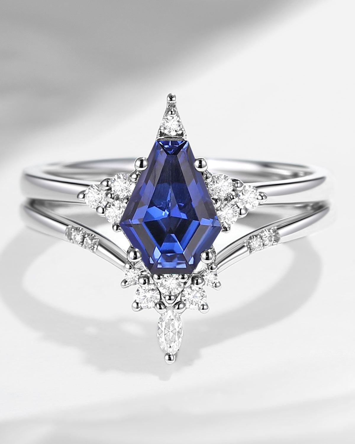 Unique Coffin Lab Sapphire Engagement Star Ring Set 2pcs - Coffin Kite