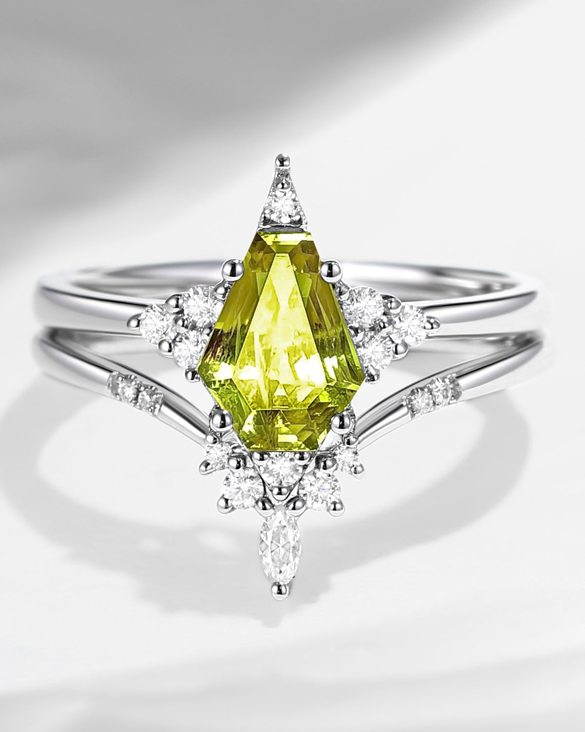 Coffin Yellow Sapphire Cluster Engagement Star Ring Set 2pcs - Coffin Kite