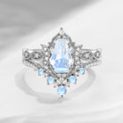 Crescent Moon | Coffin Cut Moonstone 'Till Death Do Us Apart' Ring Set 2pcs