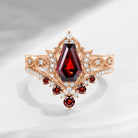 Crescent Moon | Coffin Cut Garnet 'Till Death Do Us Apart' Ring Set 2pcs